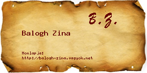 Balogh Zina névjegykártya